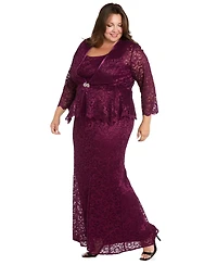 R & M Richards Plus Metallic Lace Jacket and Dress