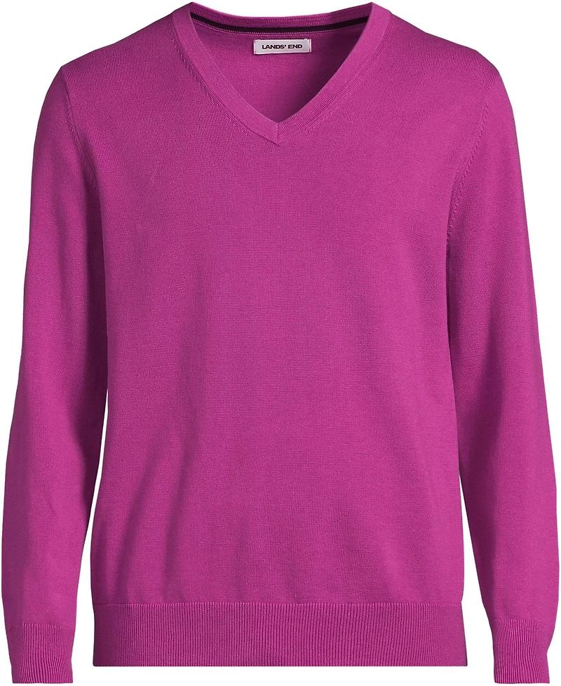 Lands' End Big & Tall Fine Gauge Cotton V Neck Sweater