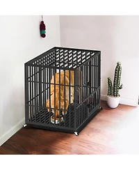 BingoPaw Chew-resistant Heavy Duty Metal Dog Cage Kennel Pet Crate with Wheels