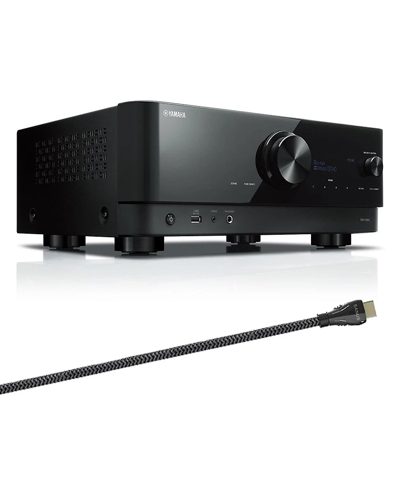 Yamaha Rx-V6 7.2 Channel Av Receiver with Sanus Ultra High Speed 8K 6.56 ft. Hdmi 2.1 Cable