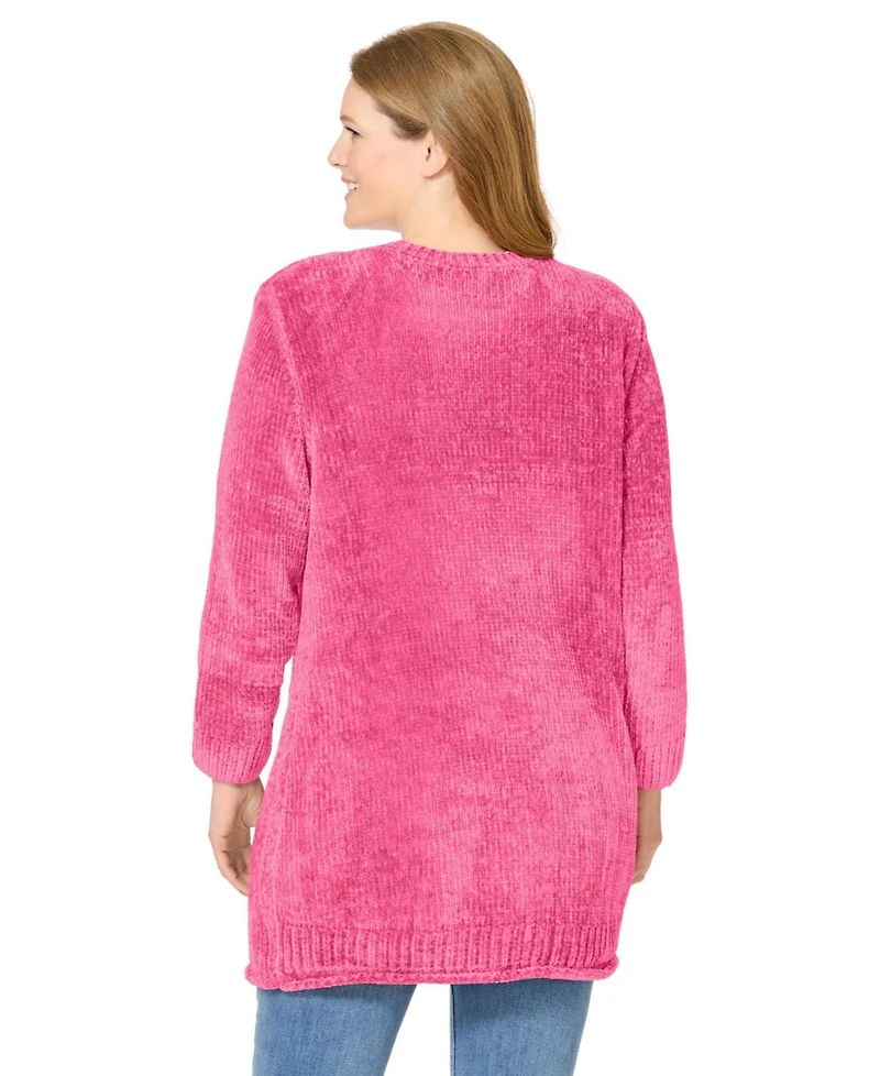 Woman Within Plus Crewneck Chenille Sweater