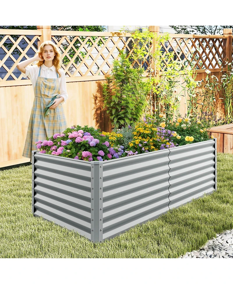 Gymax Raised Garden Bed Large Metal Planter Box Kit for Vegetable Herb 6' x 3' x 2'