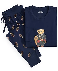 Polo Ralph Lauren Men's 2-Piece Long Sleeve Crew T-Shirt and Joggers Pajama Set
