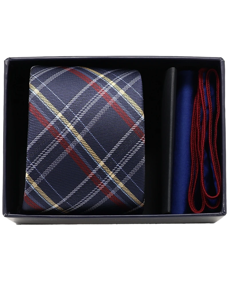 Ben Sherman Men's 2-Piece Plaid Tie and Pocket Square Half Box Set