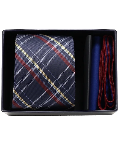 Ben Sherman Men's 2-Piece Plaid Tie and Pocket Square Half Box Set