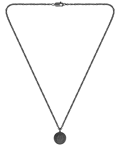 Hugo Boss Double B Coin Ionic Plated Black Stainless Steel Necklace