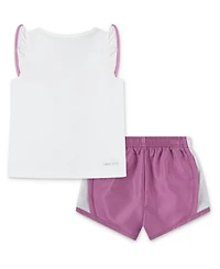 Nike Toddler & Little Girls 2-Piece Ruffled-Sleeve Logo Graphic T-Shirt and Shorts Set