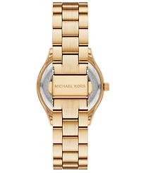Michael Kors Women's Slim Runway Three-Hand Gold-Tone Stainless Steel Watch and Jewelry Set, 32mm