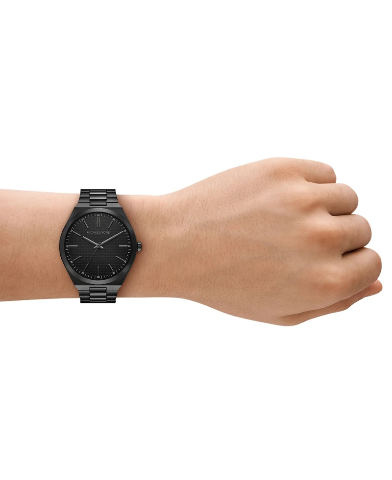 Michael Kors Men's Lennox Three-Hand Black Ip Stainless Steel Watch, 43mm