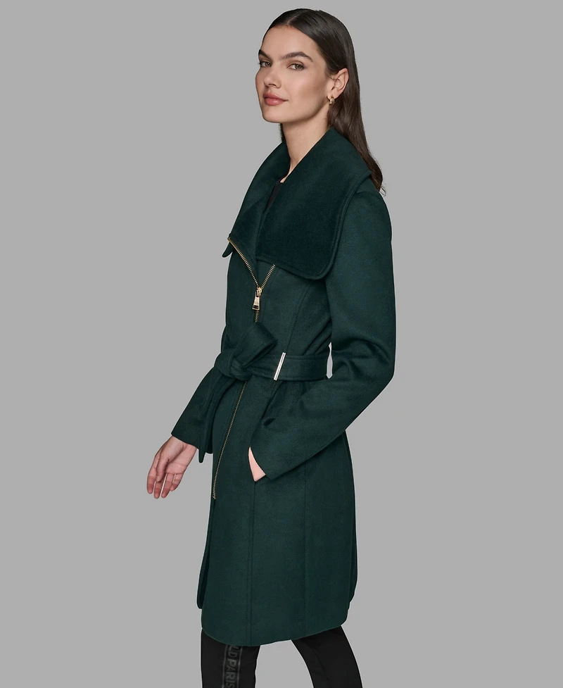 Karl Lagerfeld Paris Women's Asymmetrical Wrap Coat