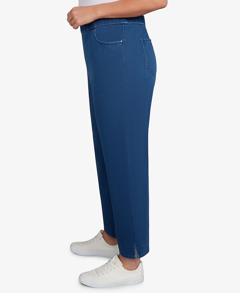 Alfred Dunner Plus Sunset Canyon Denim Knit Medium Length Split Hem Jeans