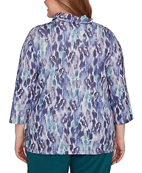 Alfred Dunner Plus Lake Champlain Animal Melange Three Quarter Sleeve Top