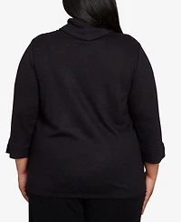 Alfred Dunner Plus Lake Champlain Leaf Embroidered Rib Neck Top