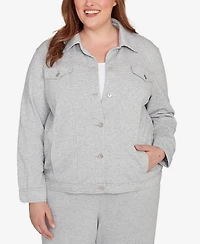 Alfred Dunner Plus Casual Vibe Shimmer Collared Button Jacket