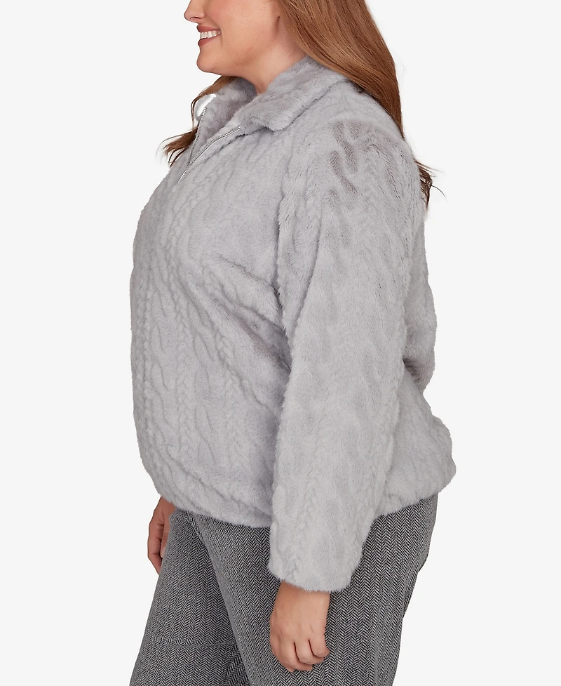 Alfred Dunner Plus Jet Setter Sculpted Zip Up Jacket