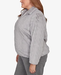 Alfred Dunner Plus Jet Setter Sculpted Zip Up Jacket