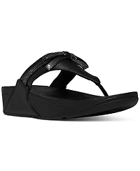 FitFlop Women's Lulu Glitz-Bow Leather Toe-Post Sandals