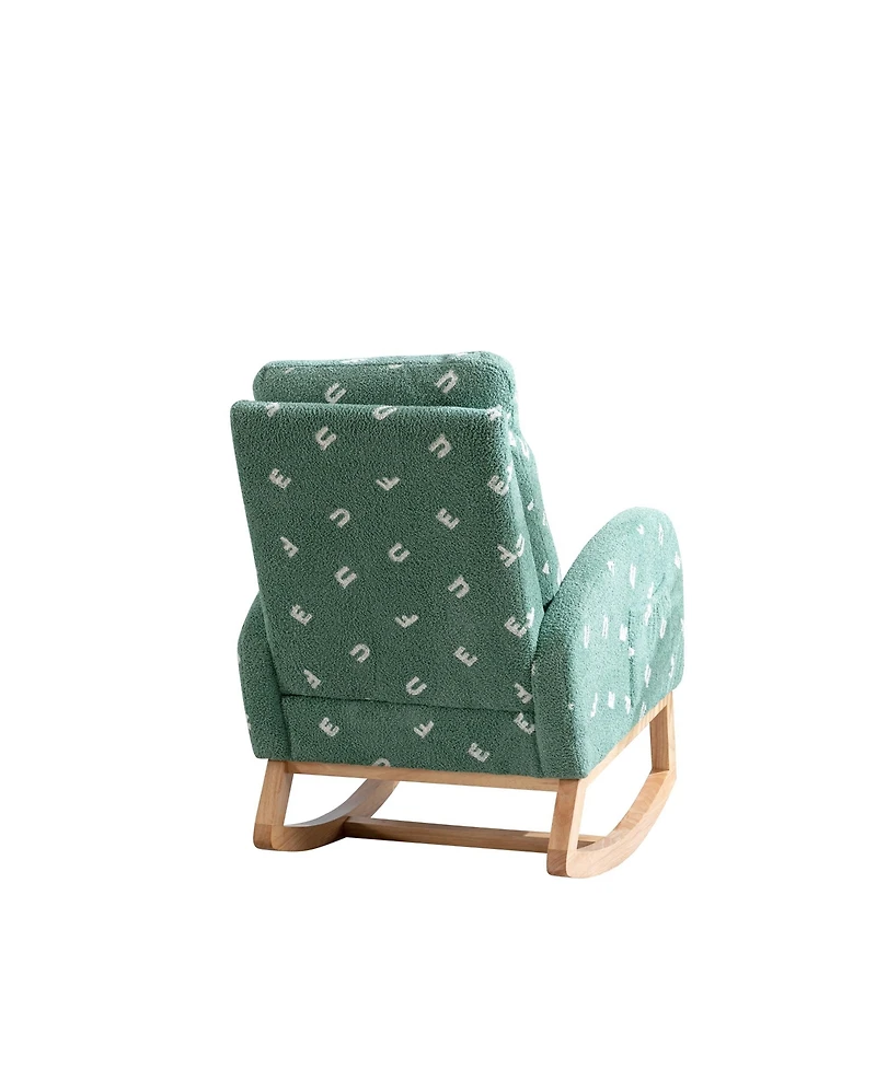 1-Piece Green Wooden Rocking Chair for Living Room Baby Kids Room