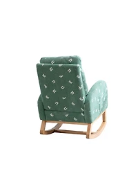 1-Piece Green Wooden Rocking Chair for Living Room Baby Kids Room