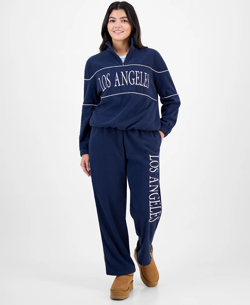 Rebellious One Juniors' Los Angeles Polar Fleece Sweatpants