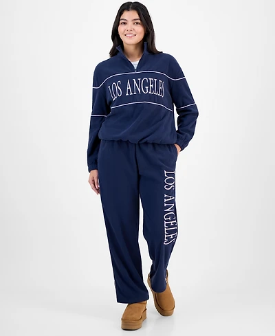 Rebellious One Juniors' Los Angeles Polar Fleece Sweatpants