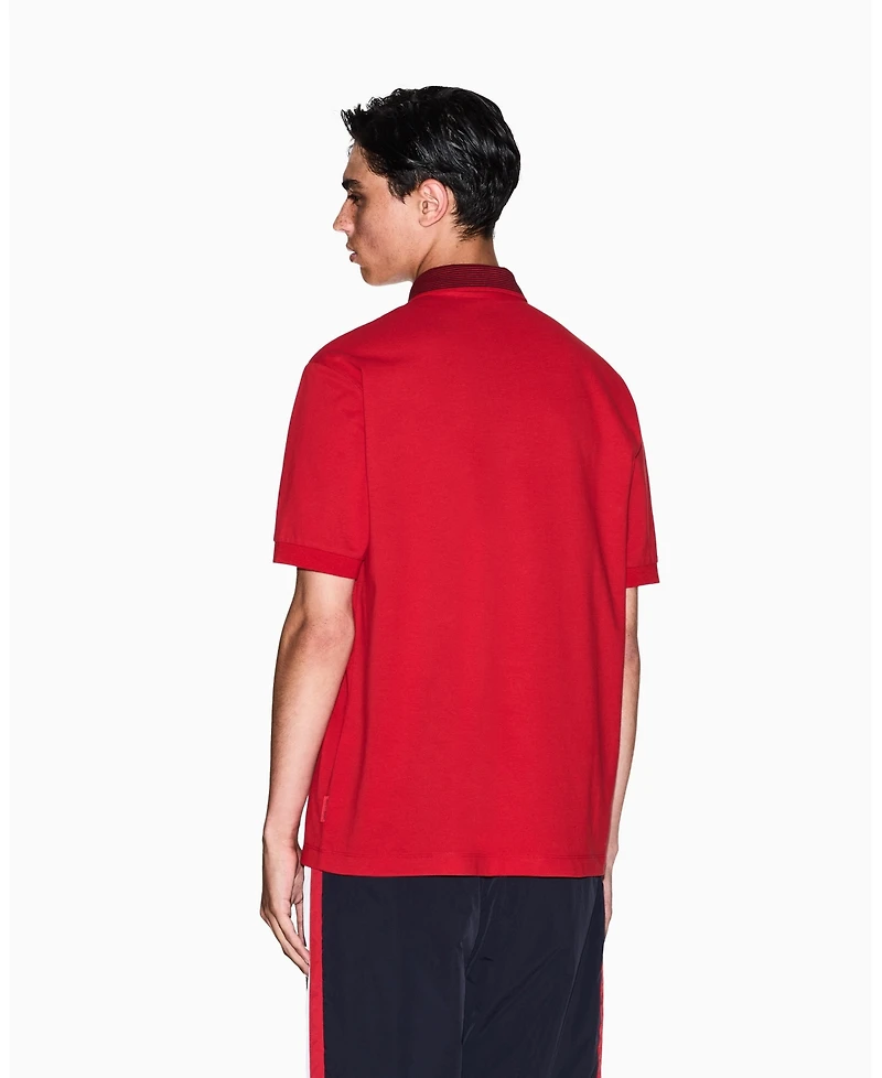 A|X Armani Exchange Men's Graphic Pique Collar Tipping Polo Shirt