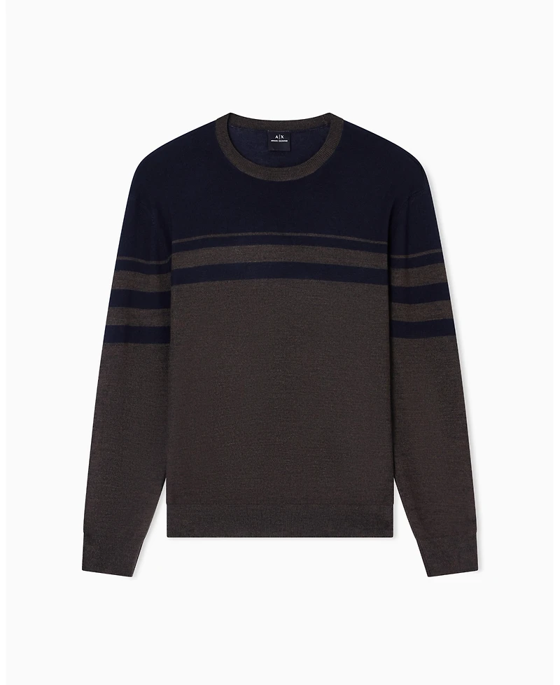 A|X Armani Exchange Men's Long Sleeve Wool Blend Color Block Sweater