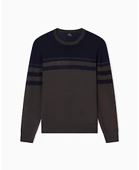 A|X Armani Exchange Men's Long Sleeve Wool Blend Color Block Sweater