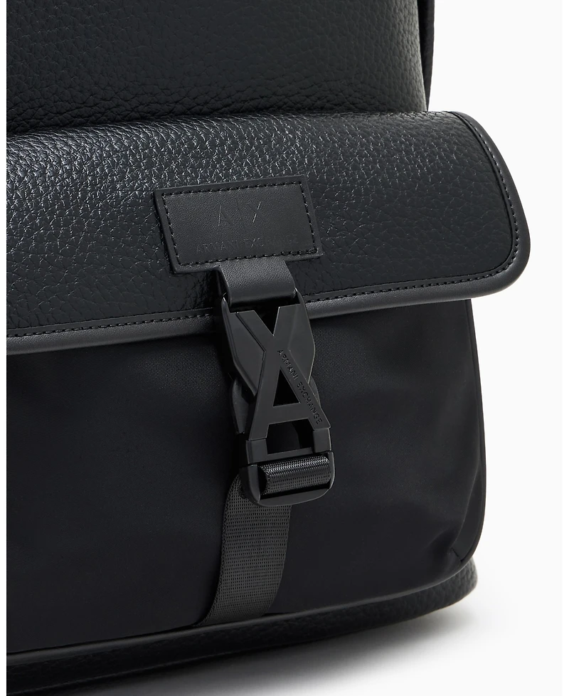 A|X Armani Exchange Men's Pebbled Faux-Leather Buckle Backpack