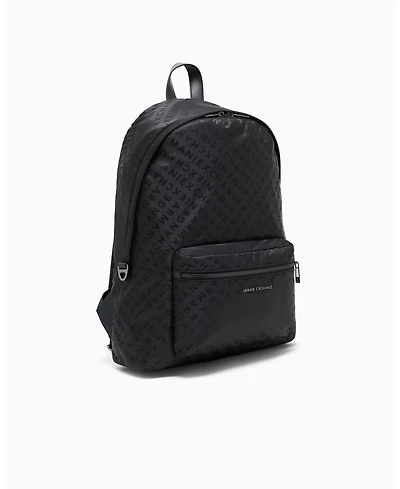 A|X Armani Exchange Men's Satin Jacquard Allover Logo Backpack