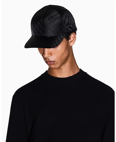 A|X Armani Exchange Men's Allover Logo Jacquard Cap