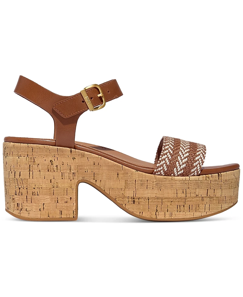 FitFlop Women's Plattforms V-Weave Heeled Ankle-Strap Sandals