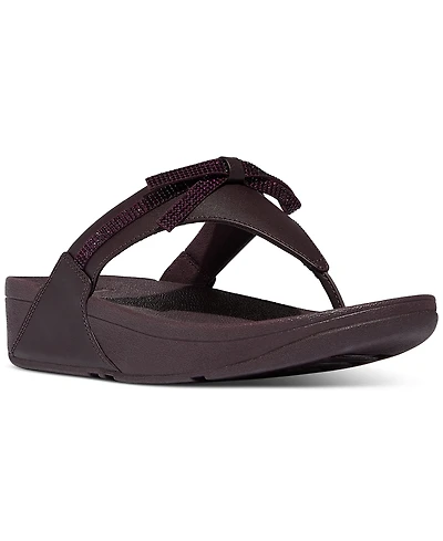 FitFlop Women's Lulu Glitz-Bow Leather Toe-Post Sandals