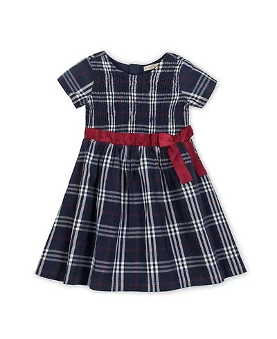 Hope & Henry Little and Big Girls' Organic Smocked Short Sleeve Poplin Dress