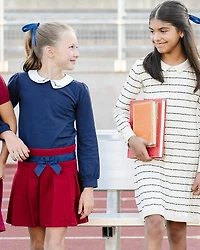 Hope & Henry Little and Big Girls' Organic Brushed Cotton Pleated Skirt with Bow