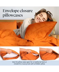 King 2PC Ultra Soft Silky Solid Performance Pillowcase Set