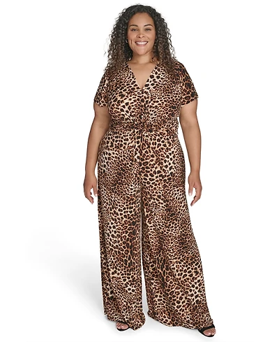 Vince Camuto Plus Animal Print Jumpsuit