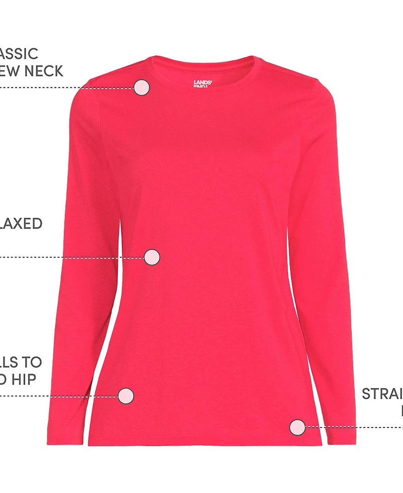 Lands' End Women's Supima Cotton Relaxed Long Sleeve Crew Neck T-Shirt