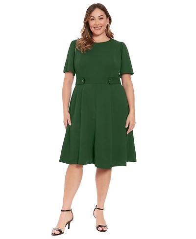 London Times Petite Fit & Flare Scuba Crepe Midi Dress