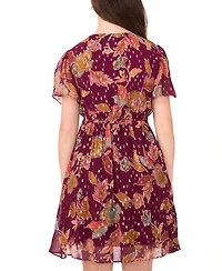 Msk Petite Short Sleeves Knee Length Dress