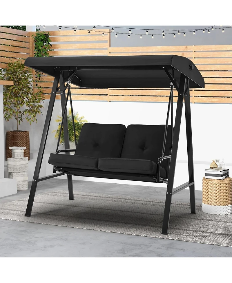 Aecojoy 2-Seat Porch Swings with Adjustable Canopy