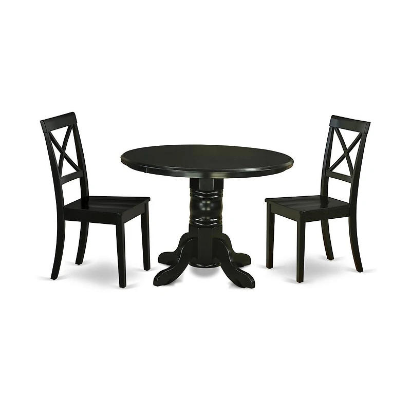 East West Furniture Dining Room Set Black, SHBO3-blk-w