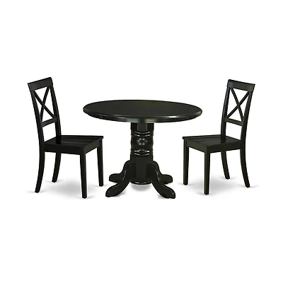 East West Furniture Dining Room Set Black, SHBO3-blk-w