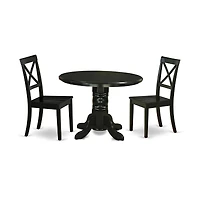 East West Furniture Dining Room Set Black, SHBO3-blk-w