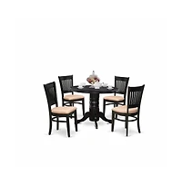 East West Furniture - SHVA5-blk-c - 5-Pc Kitchen Dining Set- 4 Modern Dining Room Chair and Round Kitchen Table