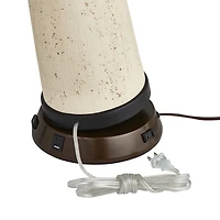 Franklin Iron Works Industrial Table Lamp with Usb and Ac Power Outlet Workstation Charging Base 26" High Bronze Double Shade Living Room
