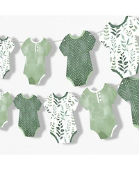 Big Dot of Happiness Boho Botanical Baby Garland Banner, 30 Feet of Cord, 15 Double-Sided Bodysuits