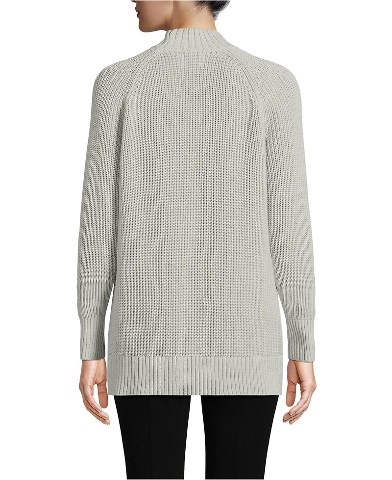 Lands' End Women's Drifter Shaker Easy Fit Mock Neck Tunic Sweater