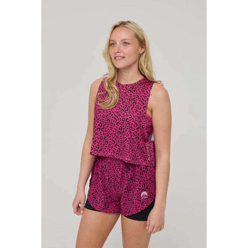 Oosc Women's Infinite Cropped Tank Top - Pink Leopard