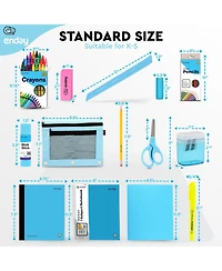 Enday School Supplies Kit for Grades K–5 – 71 Items: Composition Notebook Subject Notebook, Pencils, Folders Colored Crayons, Scissors, Glue